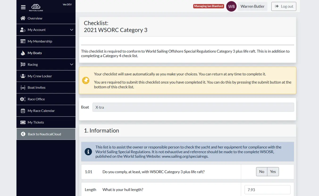 Nautical Cloud Compliance checklists and registrations 