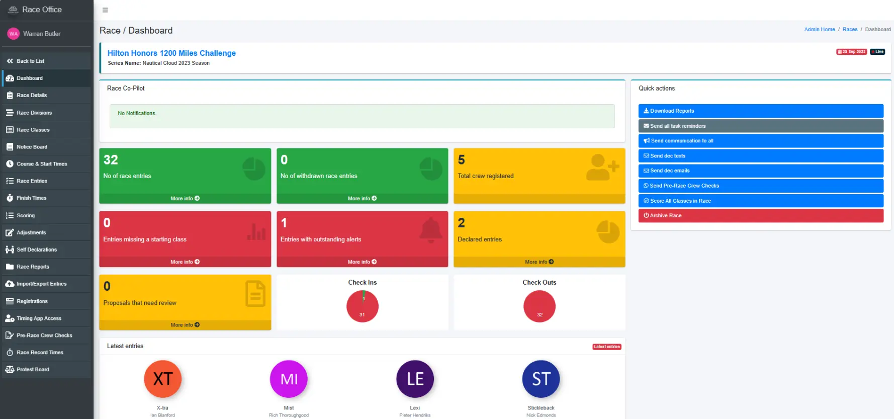 Nautical Cloud Race Dashboard