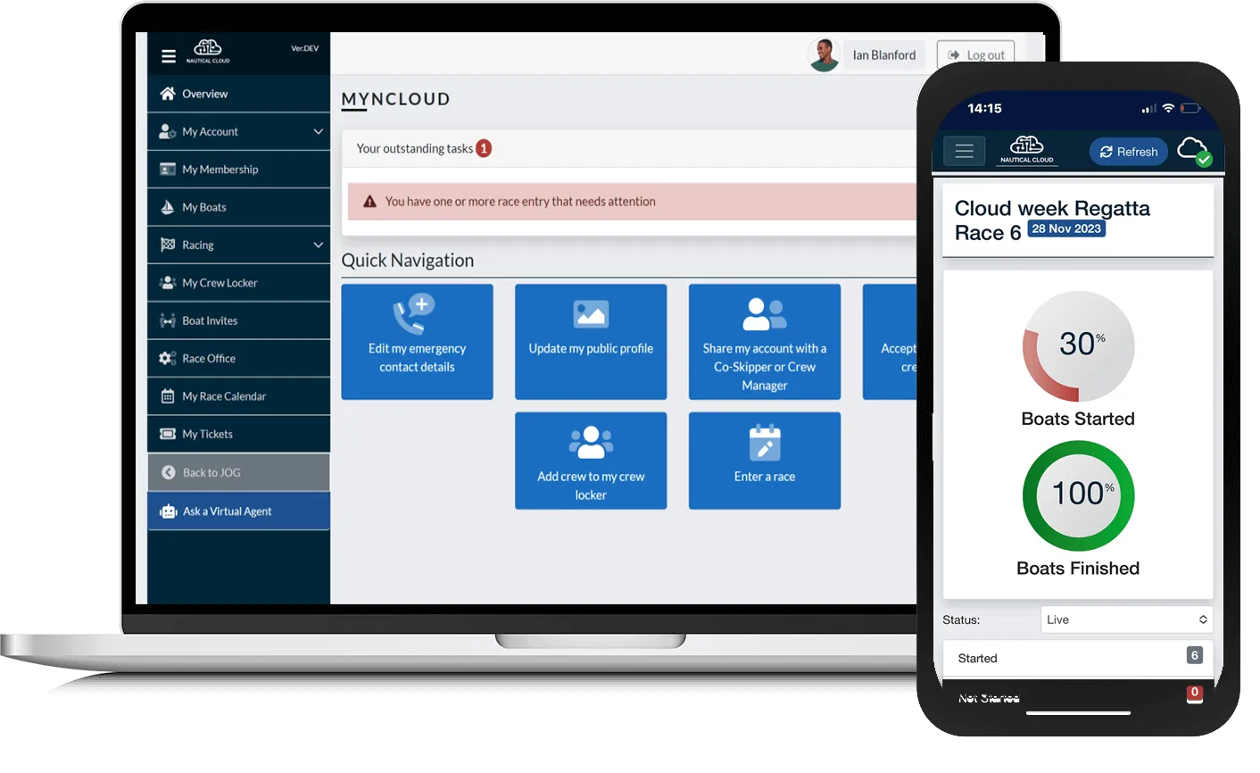 Nautical Cloud Dashboard Screenshot - Footer